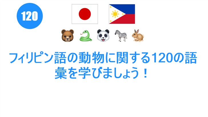 フィリピン語の動物に関する120の語彙を学びましょう！
